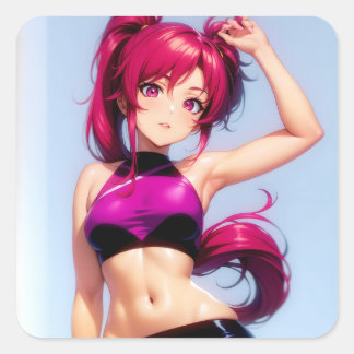 A cute anime girl square sticker