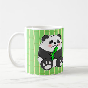 A Cute Baby Panda Eating Bamboo Stalk Coffee Mug