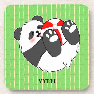 A Cute Baby Panda Playing with a Ball Coaster