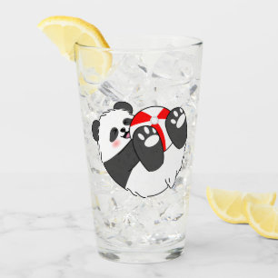 A Cute Baby Panda Playing with a Ball Glass