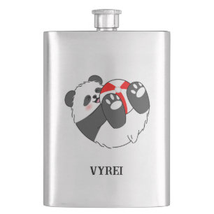 A Cute Baby Panda Playing with a Ball Hip Flask
