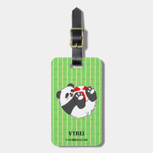 A Cute Baby Panda Playing with a Ball Luggage Tag