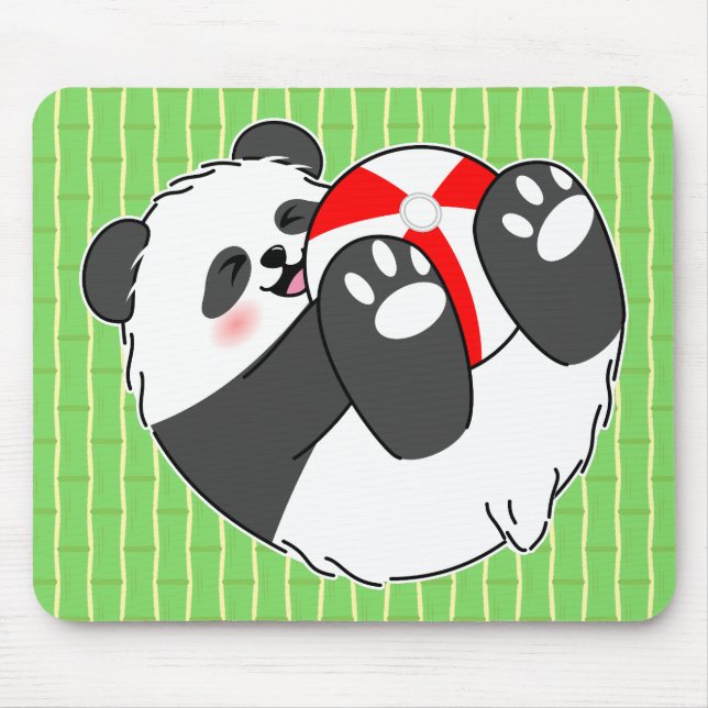 A Cute Baby Panda Playing with a Ball Mouse Pad (Front)