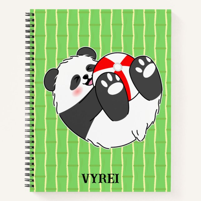 A Cute Baby Panda Playing with a Ball Notebook (Front)