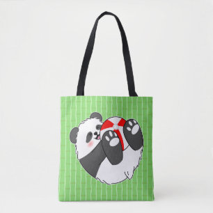 A Cute Baby Panda Playing with a Ball Tote Bag
