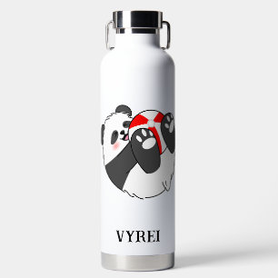 A Cute Baby Panda Playing with a Ball Water Bottle