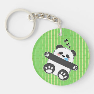 A Cute Baby Panda Sleeping Peacefully Key Ring