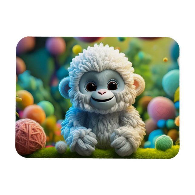 A cute baby Yeti made of yarn Magnet (Horizontal)