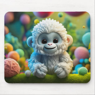 A cute baby Yeti made of yarn Mouse Pad