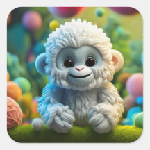 A cute baby Yeti made of yarn