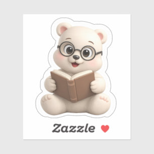 A cute bear character reading a book.