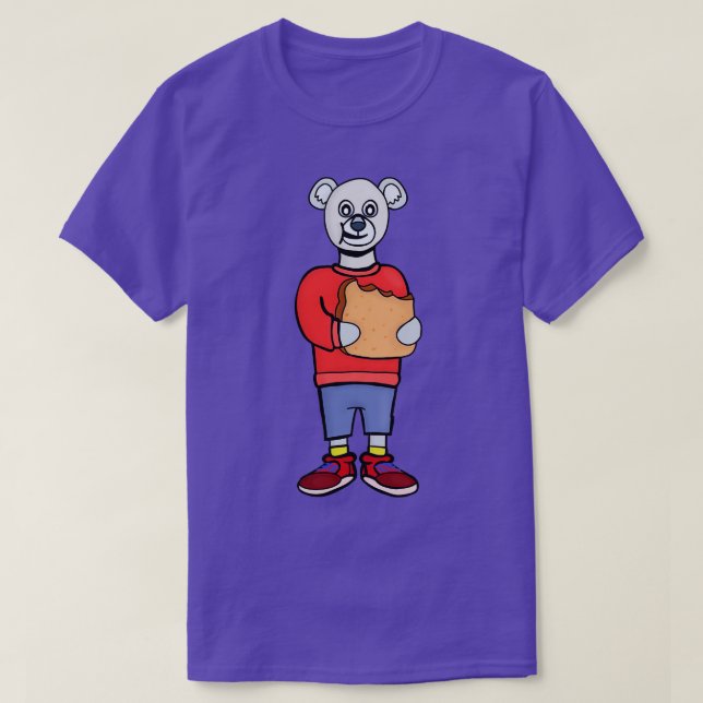 A Cute Bear Eating Bread T-Shirt (Design Front)
