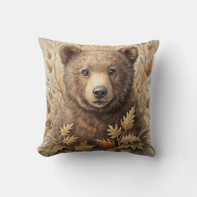 A Cute Bear in Forest Cushion (Front)