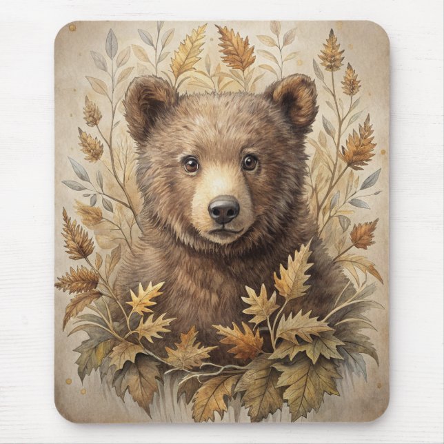 A Cute Bear in Forest Mouse Pad (Front)