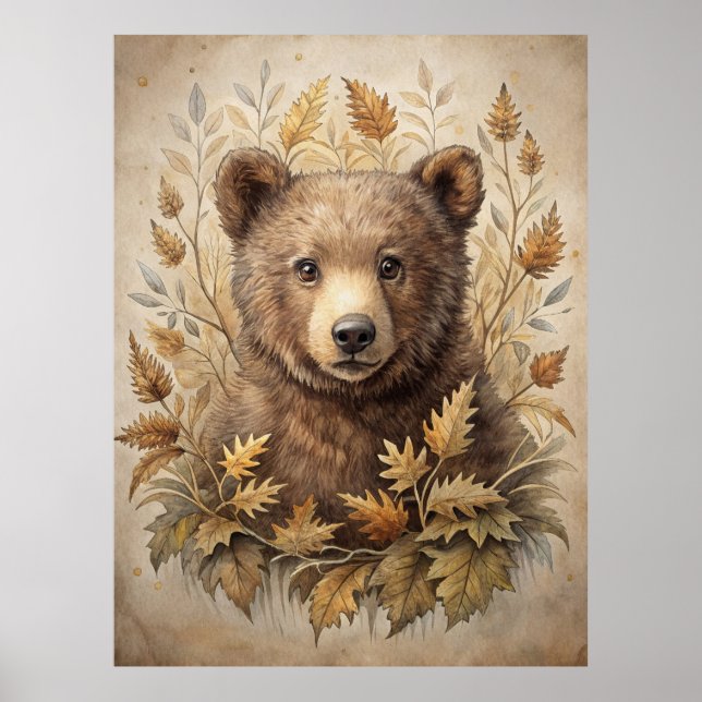 A Cute Bear in Forest Poster (Front)