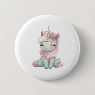 A cute beautiful proud unicorn  6 cm round badge