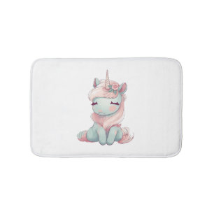 A cute beautiful proud unicorn bath mat