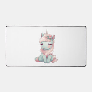 A cute beautiful proud unicorn desk mat