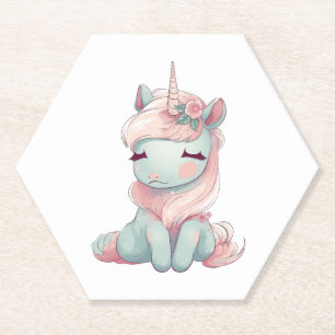 A cute beautiful proud unicorn paper coaster