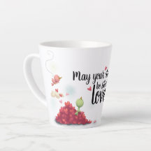 A cute bird and heart birthday message mug