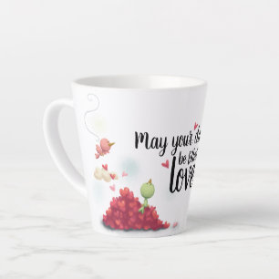 A cute bird and heart birthday message mug