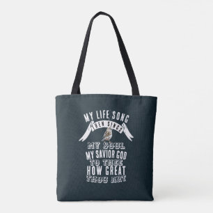 A Cute Bird Sings How Great Thou Art Christian Tote Bag