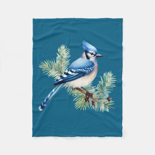 A Cute Blue Jay  Fleece Blanket (Front)