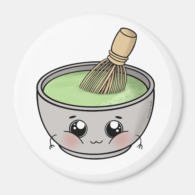 A cute bowl of matcha tea - Kawaii Magnet (Front)