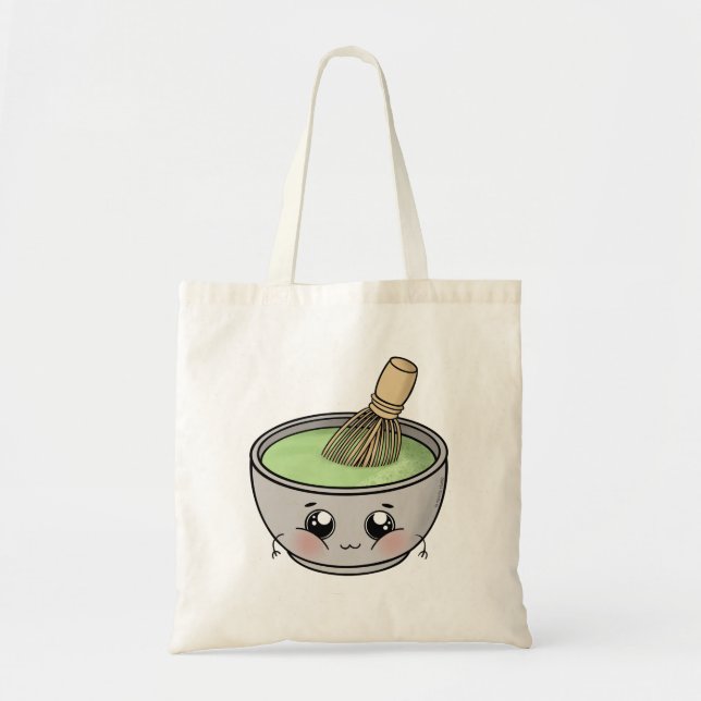 A cute bowl of matcha tea - Kawaii Tote Bag (Front)