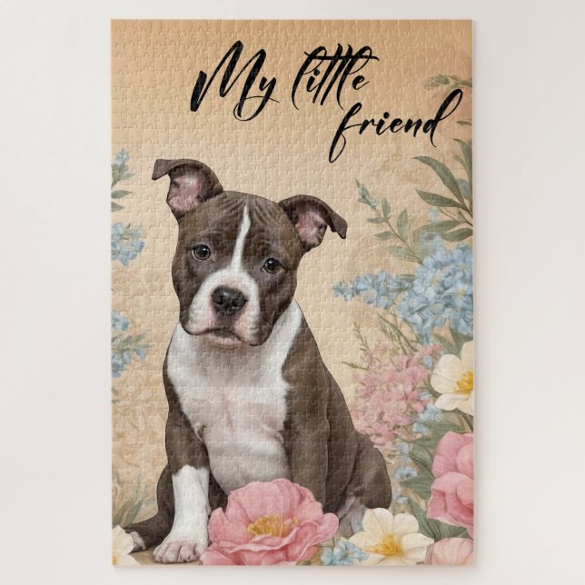 A cute brown Staffordshire Terrier puppy  Jigsaw Puzzle (Vertical)