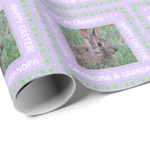 A Cute Bunny Rabbit In Wildflowers Custom Easter Wrapping Paper