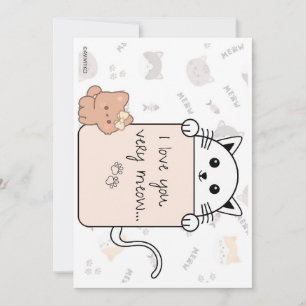 A cute card of I love you very  Meow and Kitty
