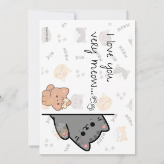 A cute card of I love you very meow to a love