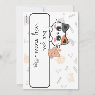 A cute card of I love you very  meow to a love