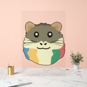 A Cute Cartoon Animal with a Multicolored Scarf Acrylic Sign