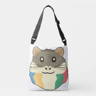A Cute Cartoon Animal with a Multicolored Scarf Crossbody Bag