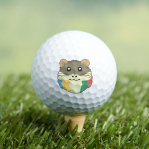 A Cute Cartoon Animal with a Multicolored Scarf Golf Balls
