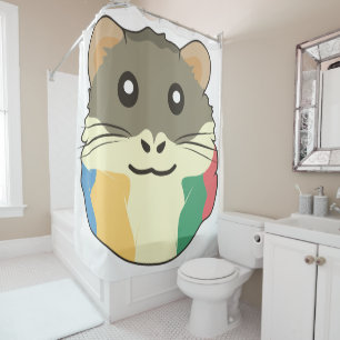 A Cute Cartoon Animal with a Multicolored Scarf Shower Curtain