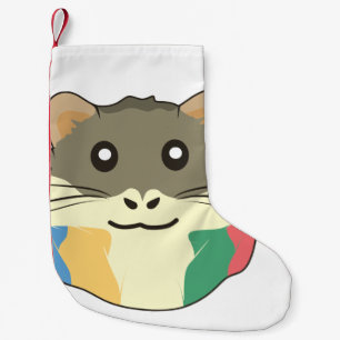 A Cute Cartoon Animal with a Multicolored Scarf Small Christmas Stocking