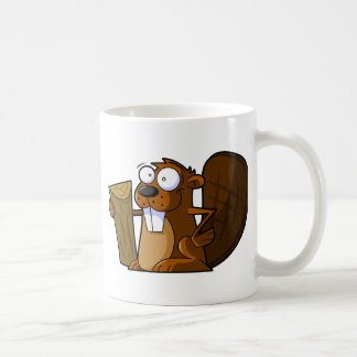 A Cute Cartoon Beaver Character Holding a Log Coffee Mug