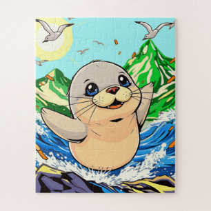 A cute cartoon seal children's Jigsaw Puzzle