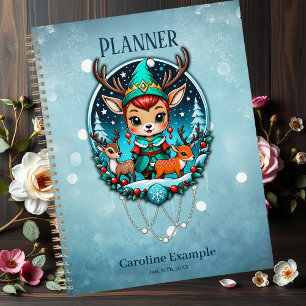 A cute cartoon style reindeer elf planner