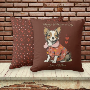 A cute Chihuahua on a Valentine's Day card, Cushion