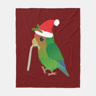 A cute Christmas peach faced lovebird Fleece Blanket