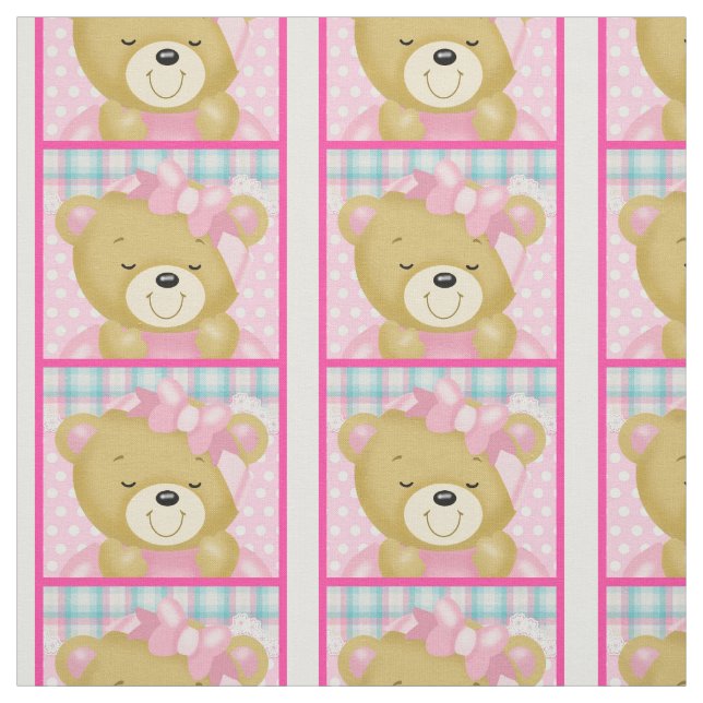 A  Cute Cuddly Bear Dressed in Pink Fabric (Swatch)
