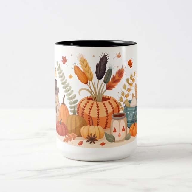 A cute cup with an autumn print (Center)