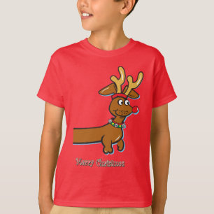A Cute Dachshund wearing reindeer Antlers T-Shirt