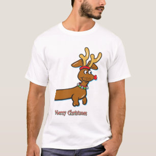 A Cute Dachshund wearing reindeer Antlers T-Shirt