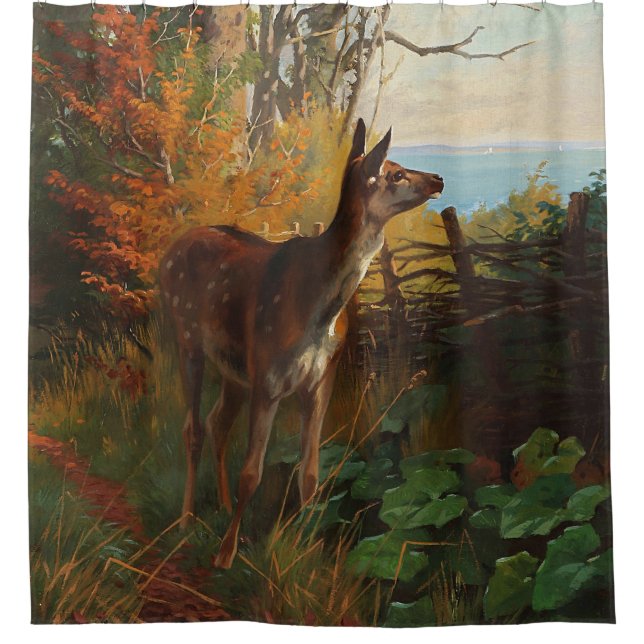 A Cute Deer In The Forest  Shower Curtain (Front)