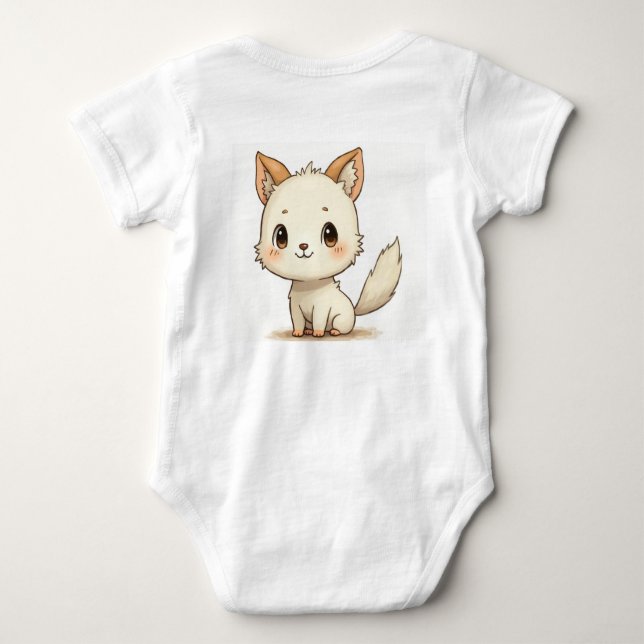 a cute dog and baby clothes baby bodysuit (Back)